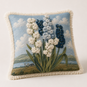 Hyacinths Temple of Flora Embroidered Cushion